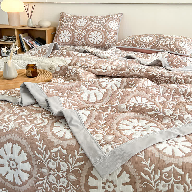 Geometric Pattern Jacquard Coverlet Blanket