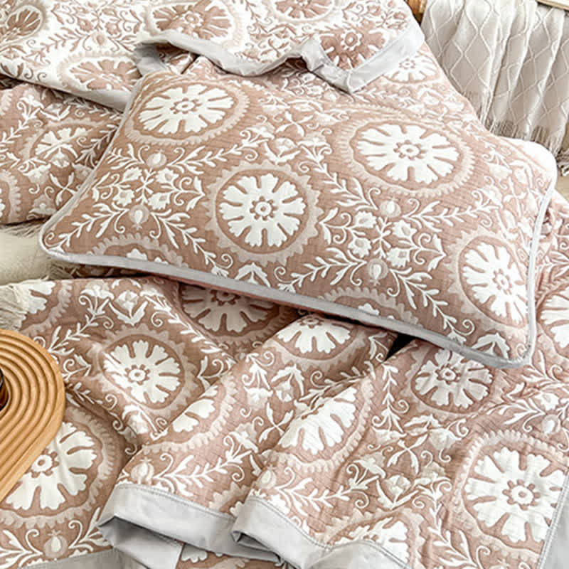Geometric Pattern Jacquard Coverlet Blanket