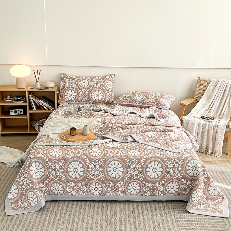 Geometric Pattern Jacquard Coverlet Blanket