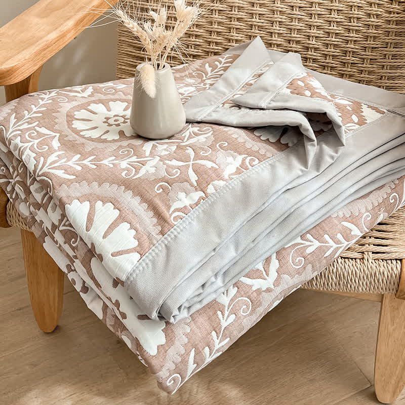 Geometric Pattern Jacquard Coverlet Blanket