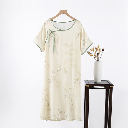 Vintage Bamboo Print Bamboo Fiber Nightgown