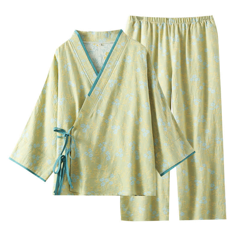Vintage Cotton Gauze Loose Tie Loungewear Set