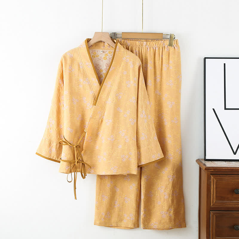 Vintage Cotton Gauze Loose Tie Loungewear Set