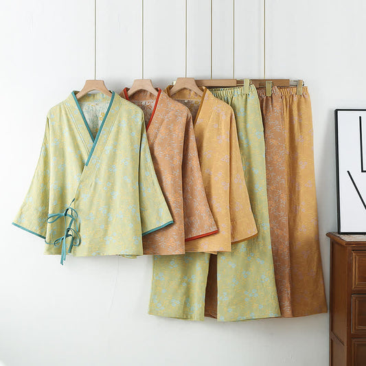 Vintage Cotton Gauze Loose Tie Loungewear Set