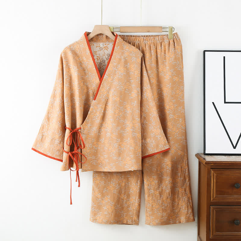 Vintage Cotton Gauze Loose Tie Loungewear Set