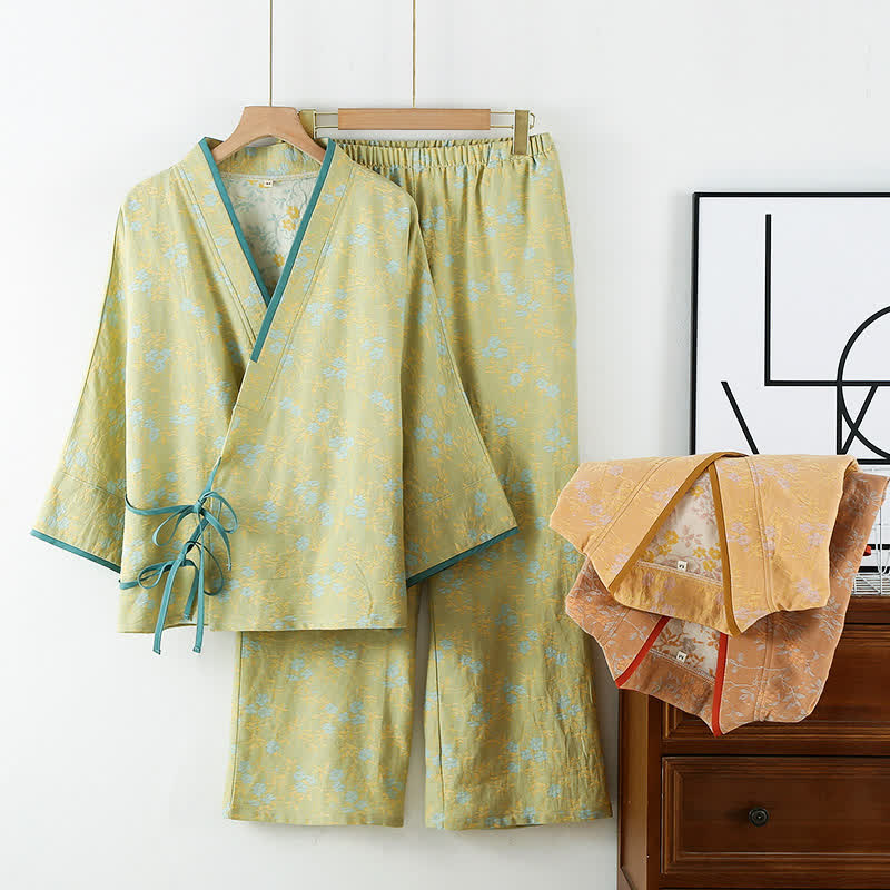 Vintage Cotton Gauze Loose Tie Loungewear Set