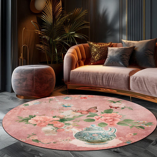 Floral Butterfly Anti-slip Washable Indoor Outdoor Rug