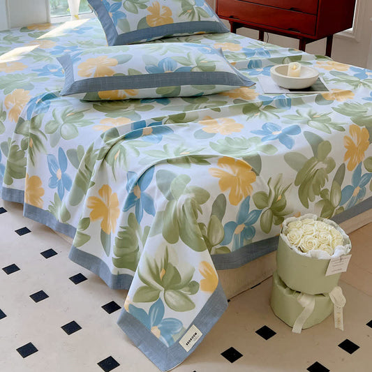 Rustic Style Floral Cotton Coverlet