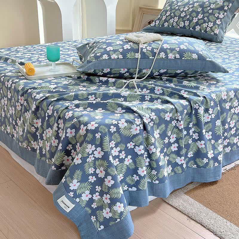 Pastoral Floral Leaf Cotton Coverlet