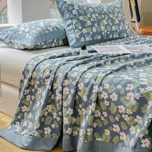 Pastoral Floral Leaf Cotton Coverlet