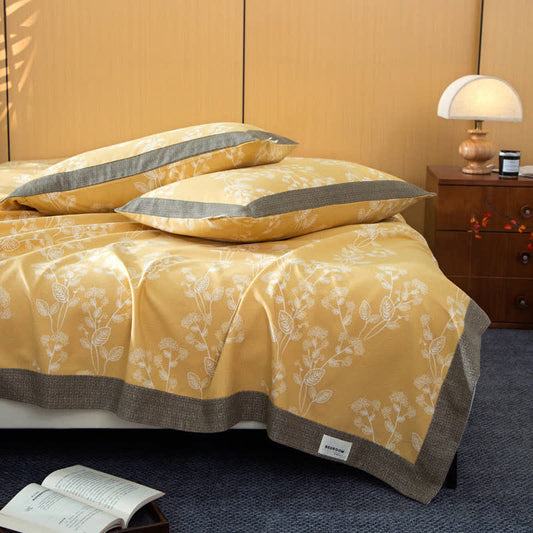 Bright Botanical Pattern Cotton Coverlet