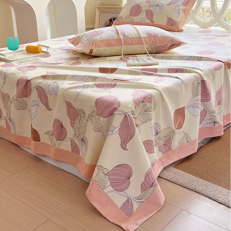 Muted Leaf Pattern Cotton Coverlet