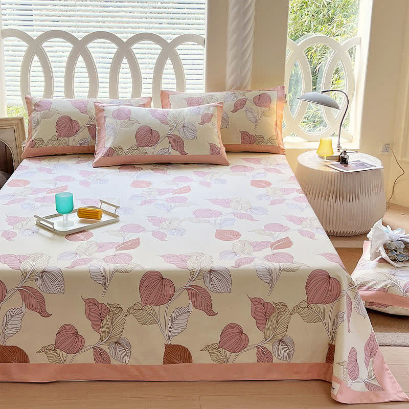 Muted Leaf Pattern Cotton Coverlet