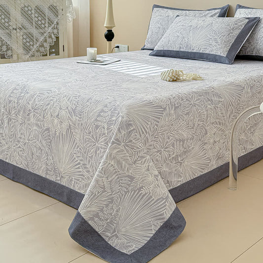 Elegant Botanical Print Cotton Coverlet