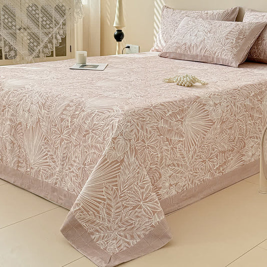 Elegant Botanical Print Cotton Coverlet