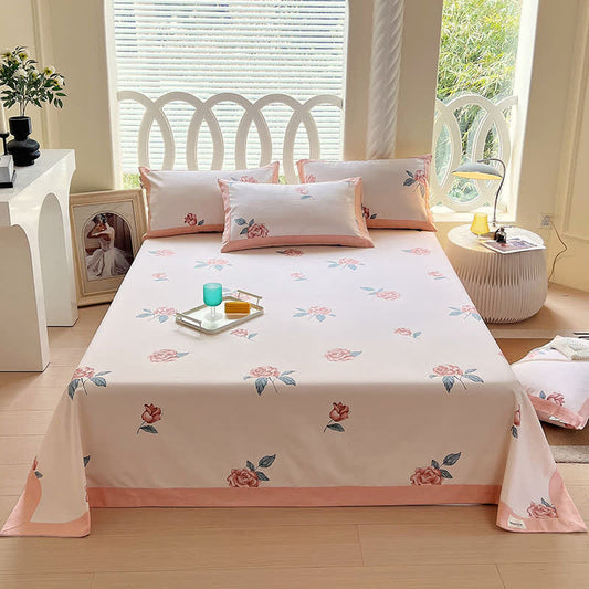 Rustic Rose Print Cotton Coverlet