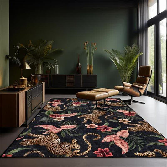 Tropical Leopard Washable Anti-slip Area Rug