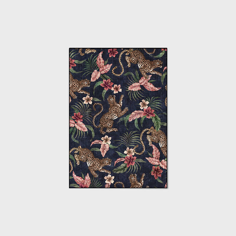 Tropical Leopard Washable Anti-slip Area Rug