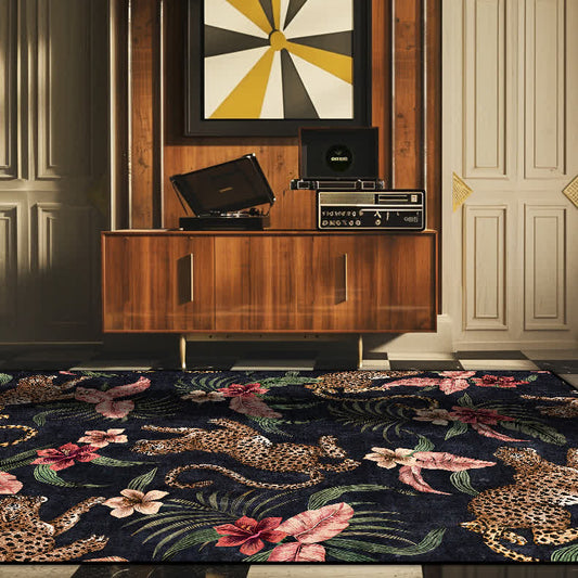 Tropical Leopard Washable Anti-slip Area Rug