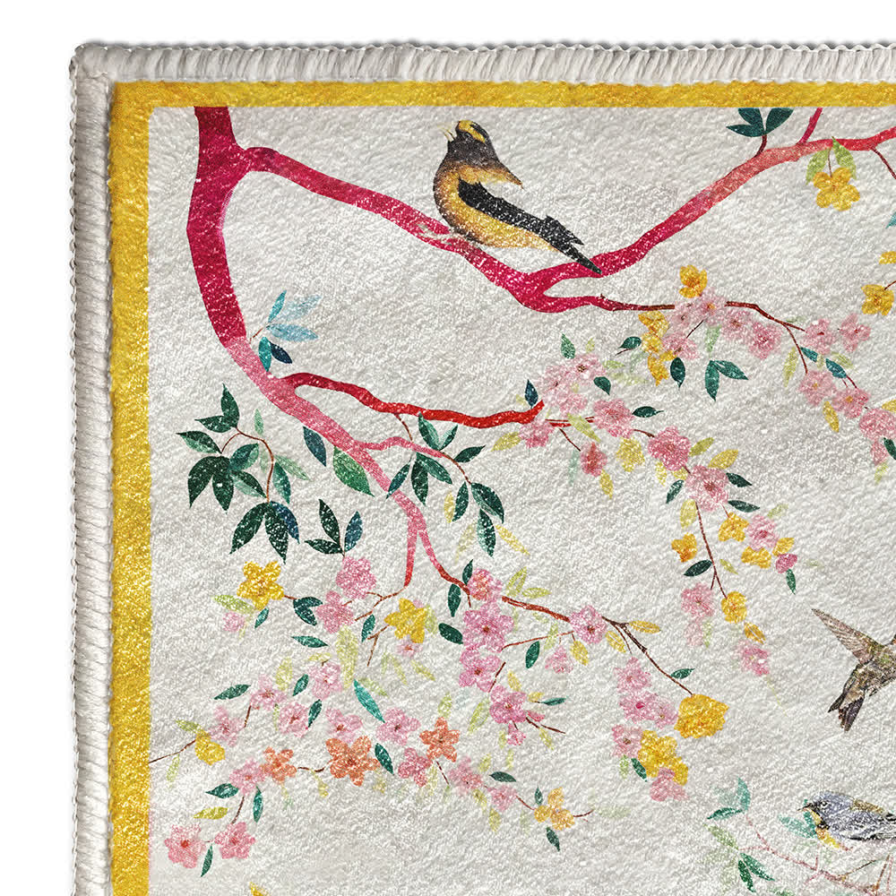 Refresh Floral Bird Washable Anti-slip Area Rug