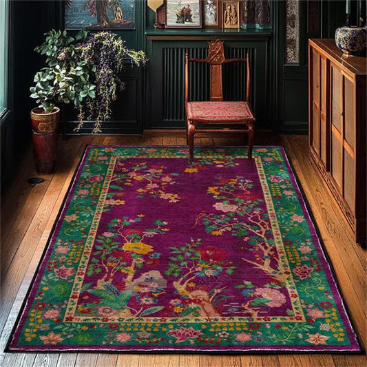 Anti-slip Washable Vintage Floral Decorative Area Rug