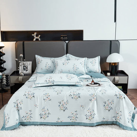 Rustic Blue Floral Soft Summer Quilt Bedding