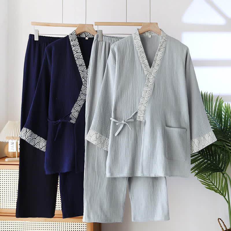 Neutral Kimono Cotton Gauze Pajama Set