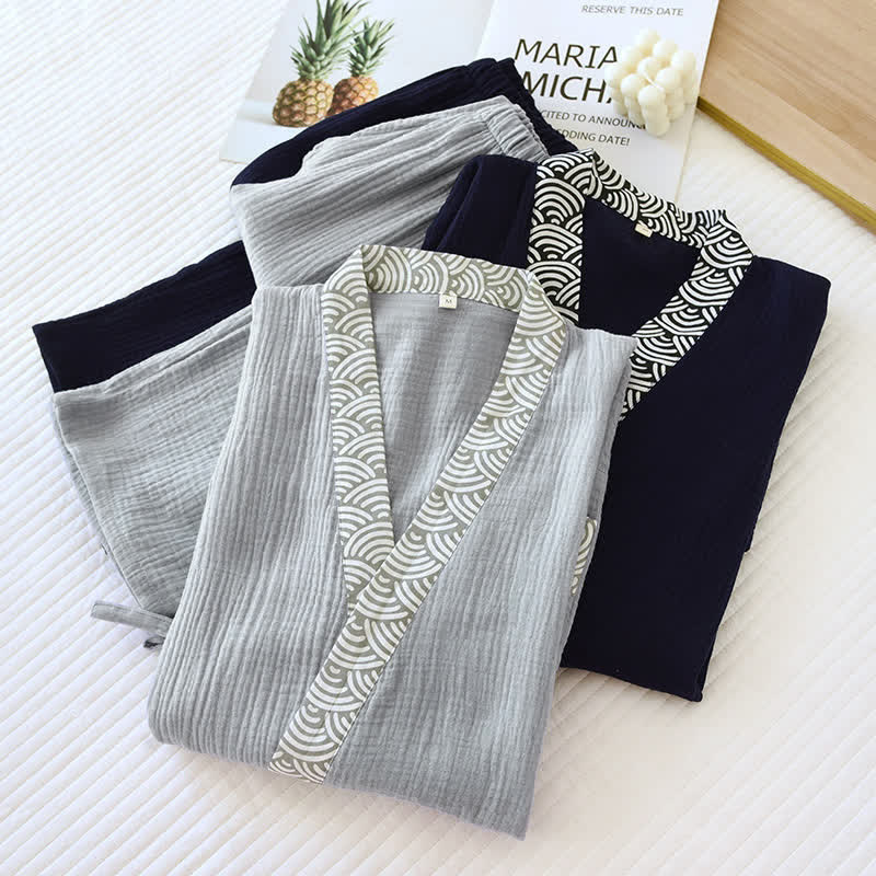 Neutral Kimono Cotton Gauze Pajama Set