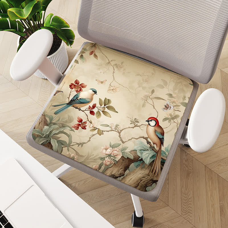 Floral Bird Breathable Anti-slip Cooling Chair Pad