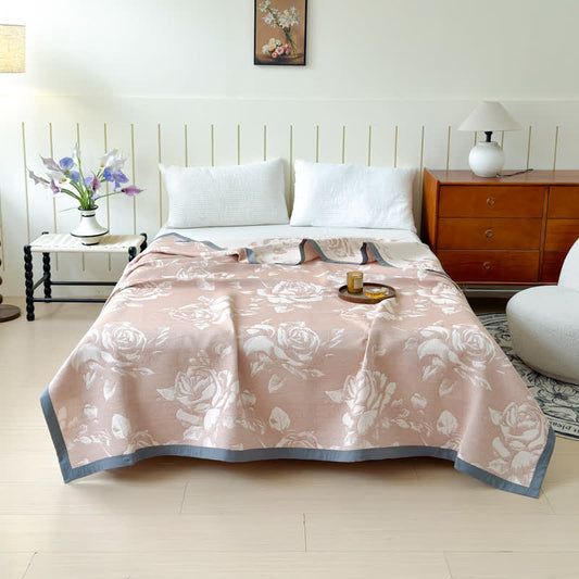 Pink Rose Cotton Triple Gauze Quilt