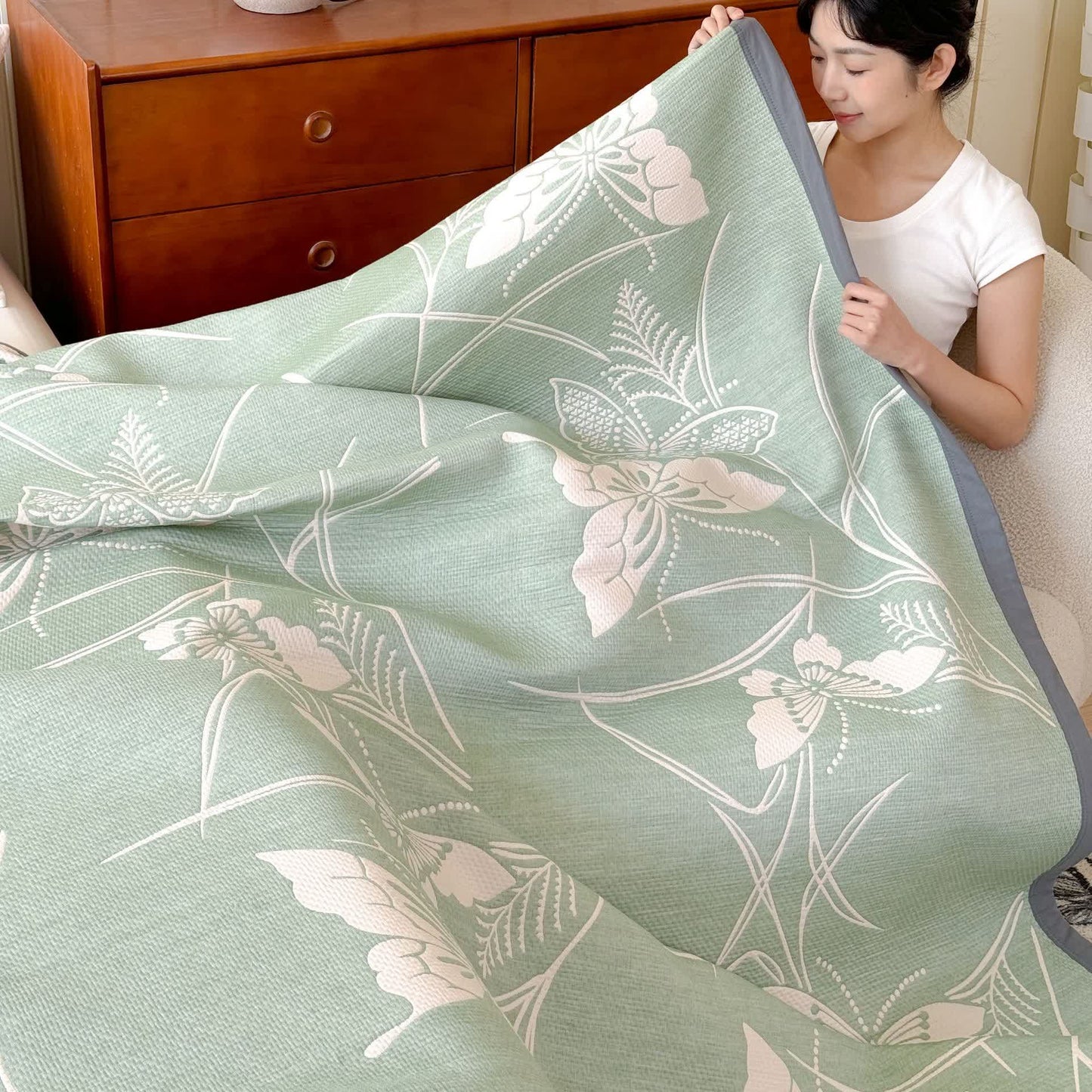 Butterfly Print Cotton Triple Gauze Quilt