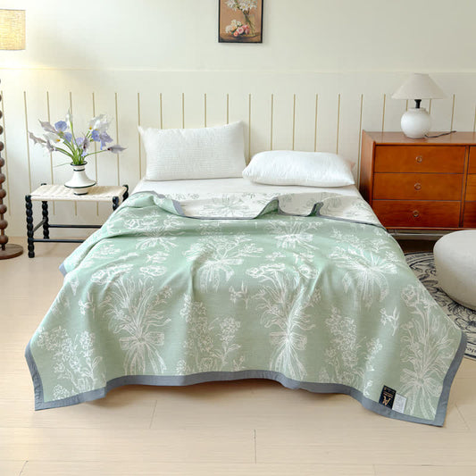 Elegant Bouquet Cotton Gauze Reversible Quilt