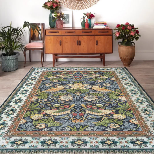 Foldable Floral Bird Anti-slip Washable Area Rug