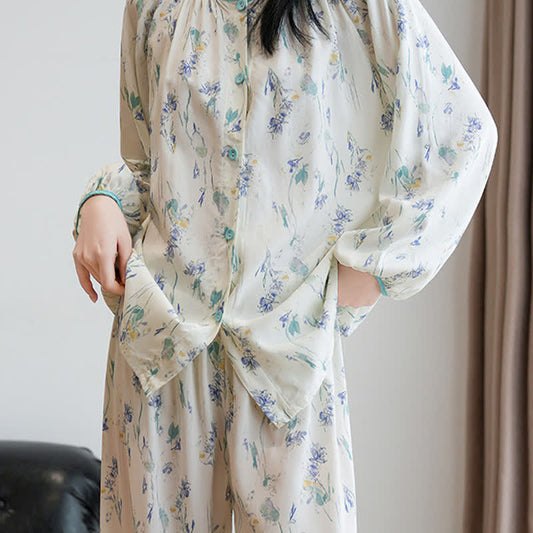 Rustic Floral Long Sleeve Loungewear Set