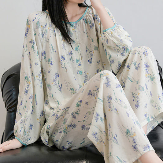 Rustic Floral Long Sleeve Loungewear Set