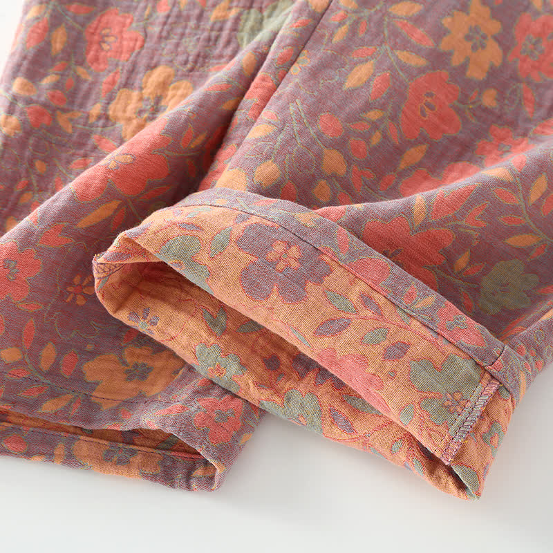 Retro Floral Cotton Gauze Cardigan Pajama Set - image 7