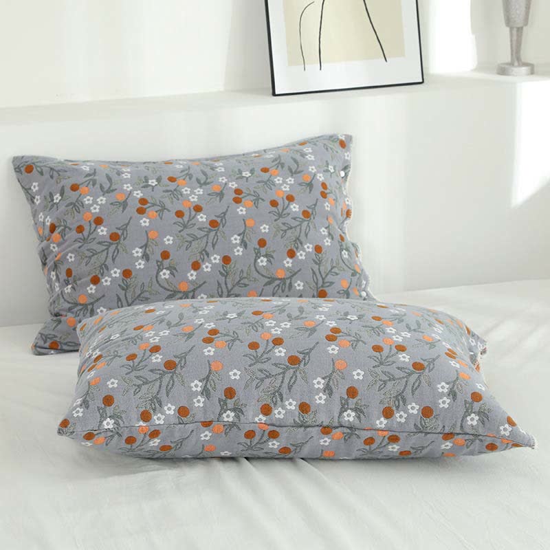 Ownkoti Rural Flower Pattern Pillowcases Pillow Shams (2PCS) - Gray - 52cm x 78cm - image 1