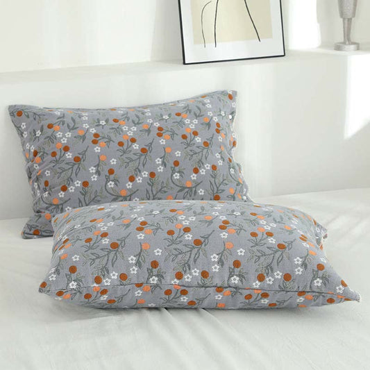 Ownkoti Rural Flower Pattern Pillowcases Pillow Shams (2PCS) - Gray - 52cm x 78cm - image 0