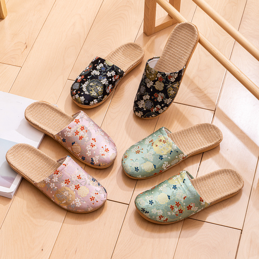 Embroidered Floral Anti-slip House Slippers