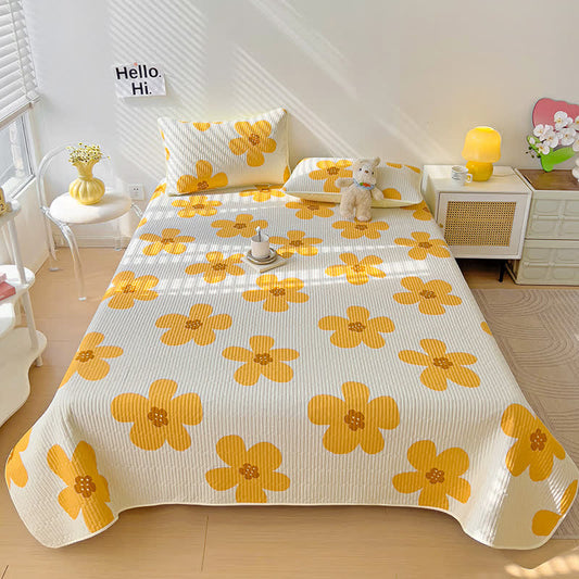 Cotton Rustic Floral Print Coverlet