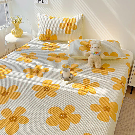 Cotton Rustic Floral Print Coverlet