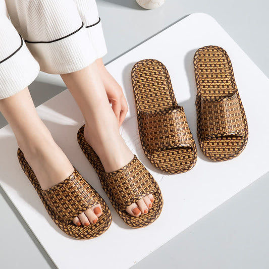 Rattan Breathable Anti-slip Couple House Slippers