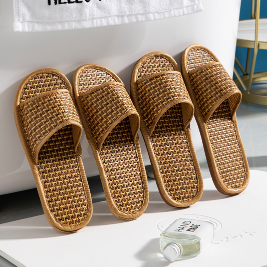 Rattan Breathable Anti-slip Couple House Slippers