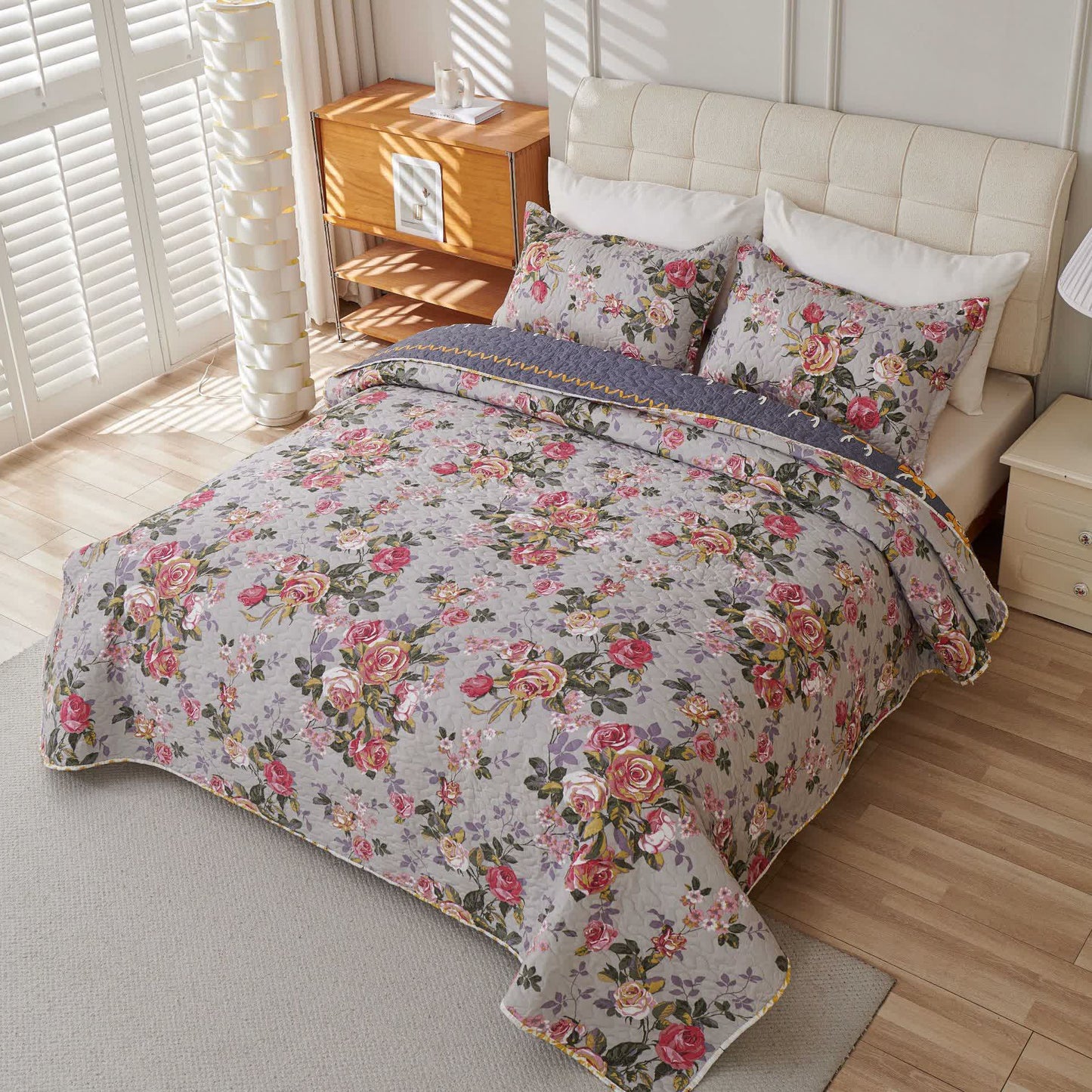Retro Luxurious Peony Flower Coverlet