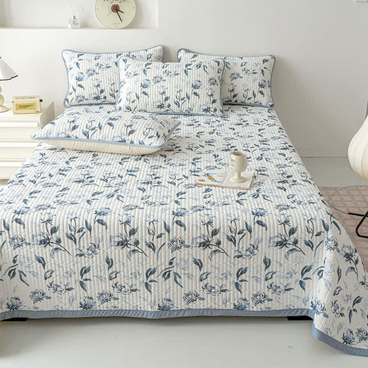 Rustic Flower Bush Print Coverlet