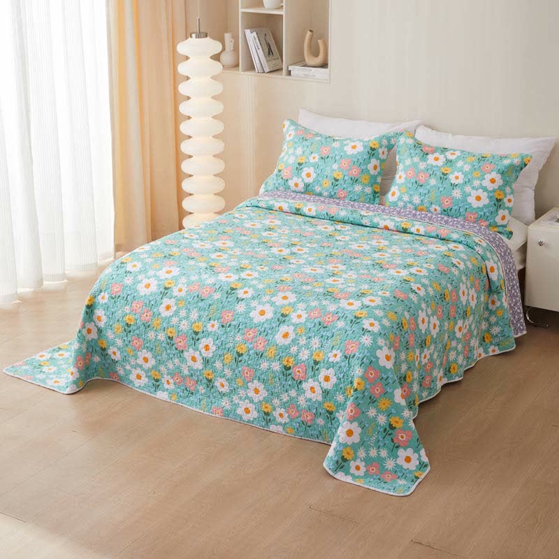 Cotton Country Style Floral Coverlet