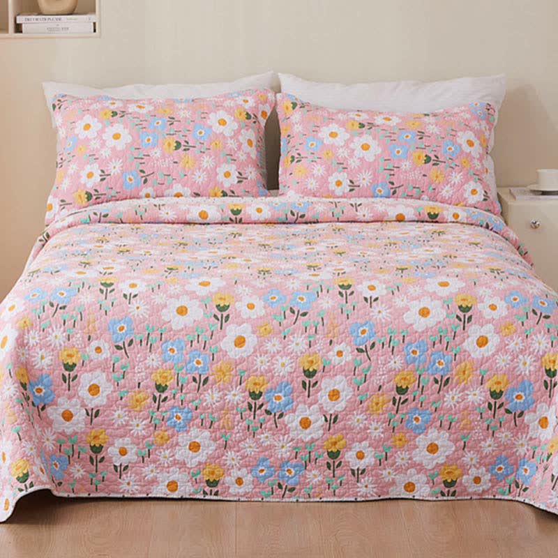 Cotton Country Style Floral Coverlet