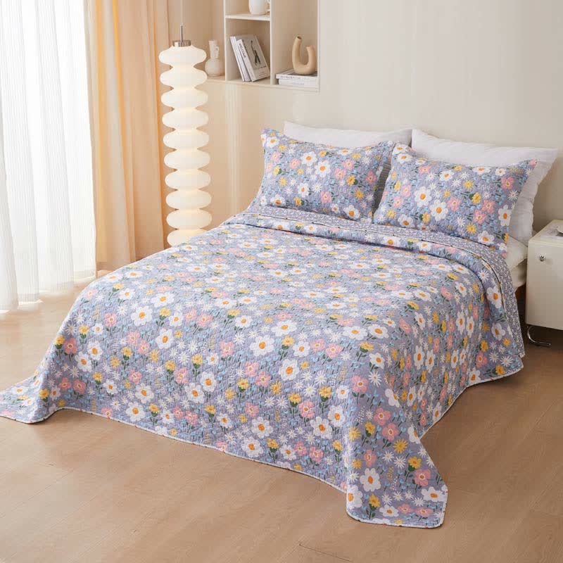 Cotton Country Style Floral Coverlet