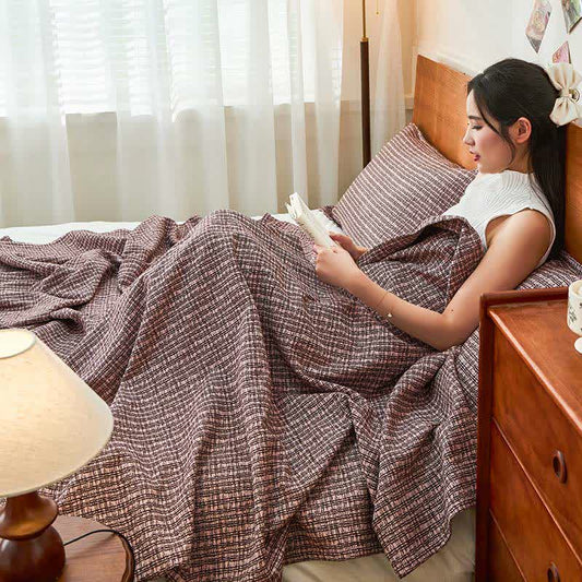 Cotton Gauze Elegant Plaid Quilt