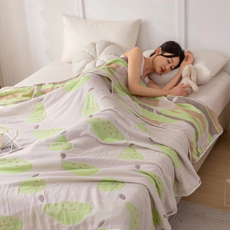 Cotton Gauze Fruits Jacquard Reversible Quilt